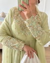 Tew Heavy Georgette With Full Heavy Embroidery Work Readymade Gown With Bottom Dupatta Wholesale Online